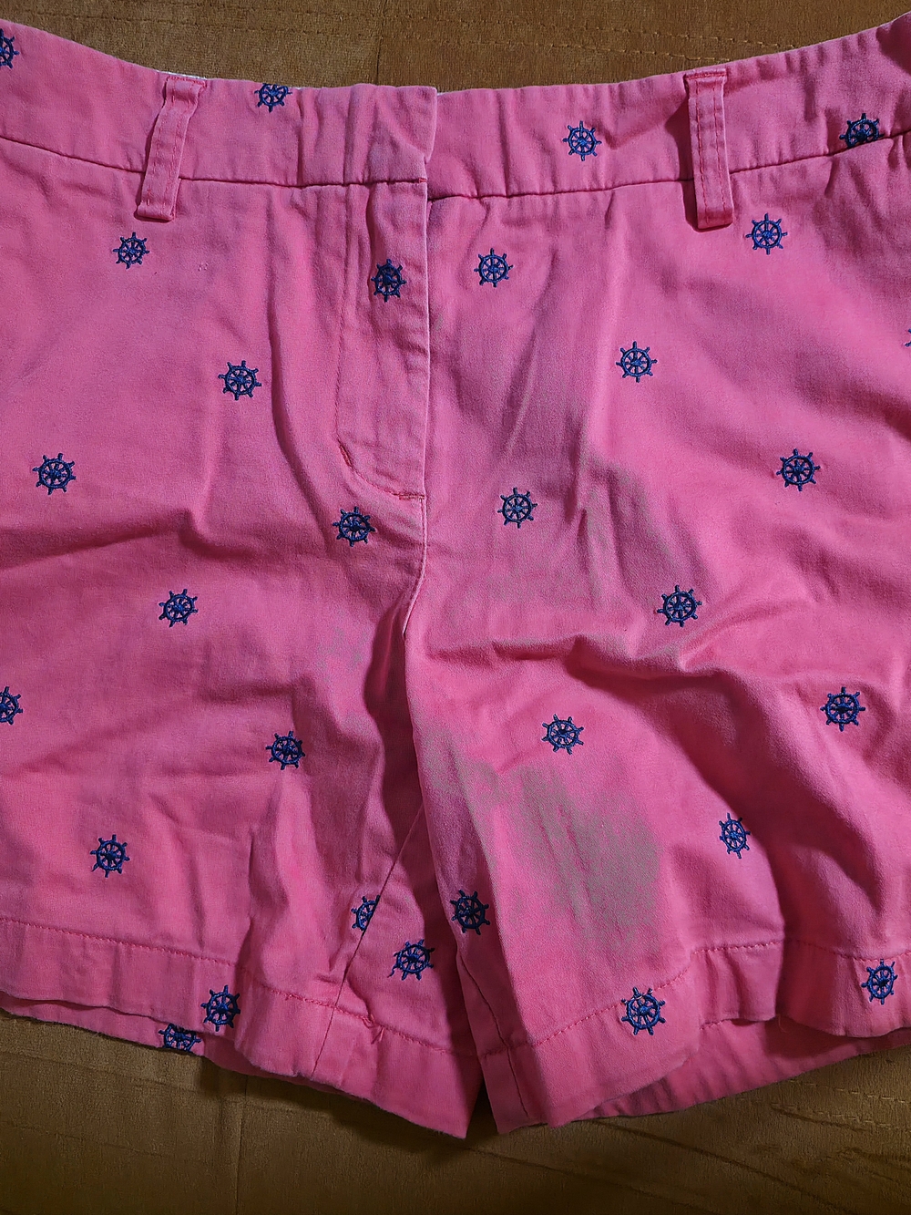 British Khaki Women’s Pink Chino Shorts Blue Floral Print, Size 8